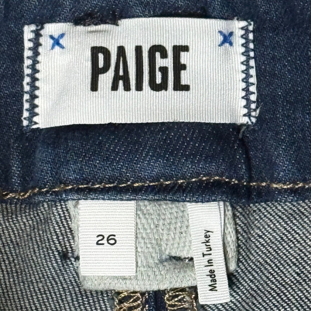 PAIGE Dion Cargo Pockets Gracie Lou Flare Jeans Sz 26 High Rise Dark Wash NWT - Picture 9 of 15